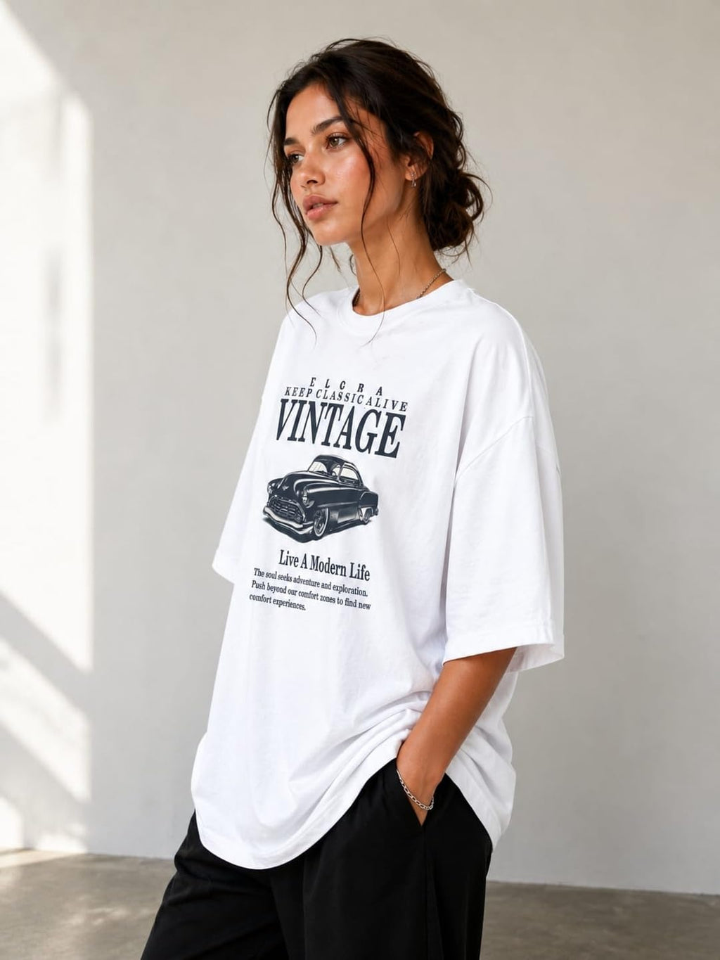 T-Shirts Cotton Oversized Printed Round Neck