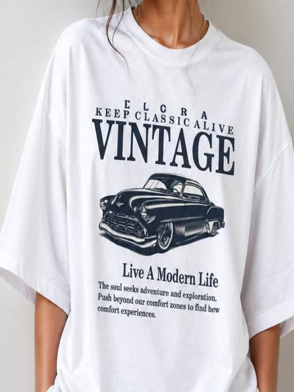 T-Shirts Cotton Oversized Printed Round Neck